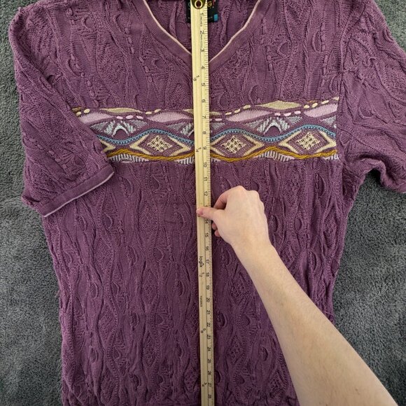 COOGI Australia Sweater Purple Short Sleeve XL Long 3D Knit Pullover Adult Uni - Picture 2 of 16